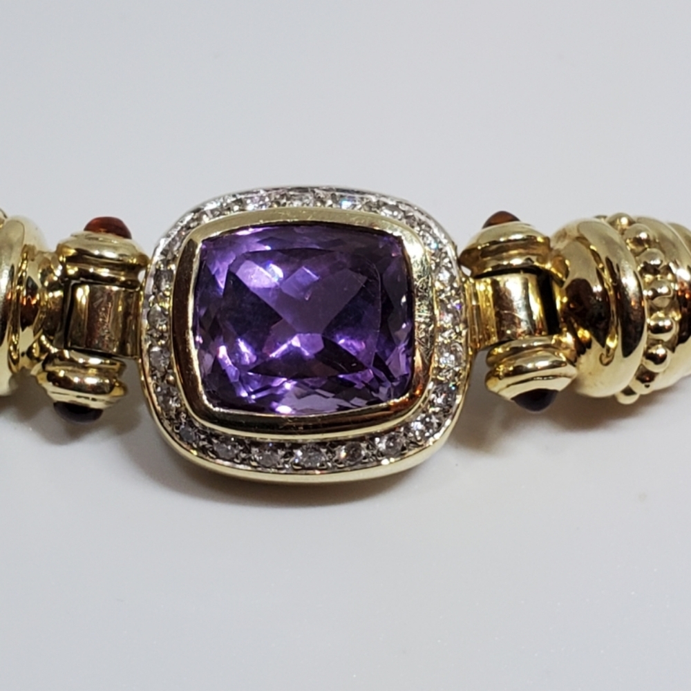 David yurman 14k Yellow gold diamond amethyst Necklace 100% Authentic - Picture 8 of 10